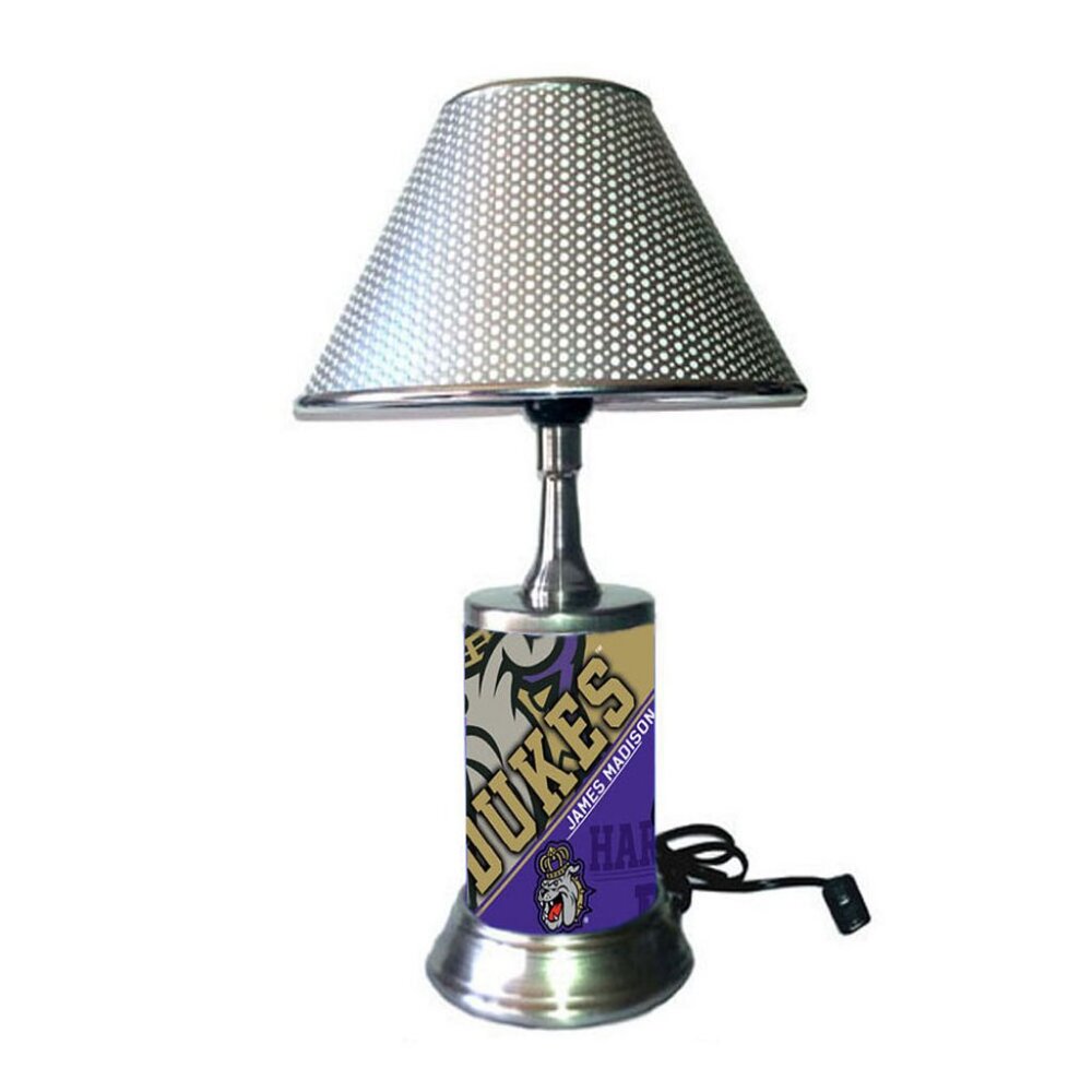 James Madison Dukes lamp with chrome finish shade, NCAA